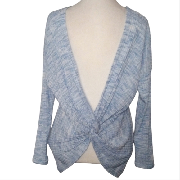 The Impeccable Pig Blue & White Open Twist Back Knit Sweater Size Small - Picture 2 of 8